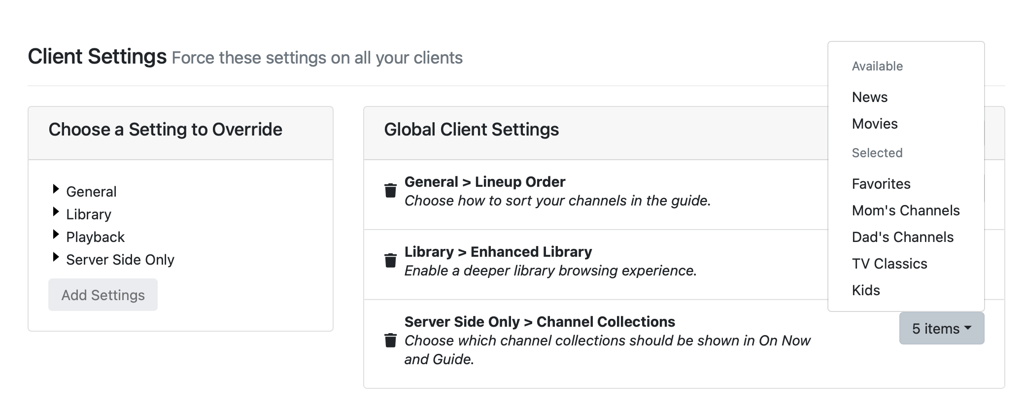 channels apply channel collections custom