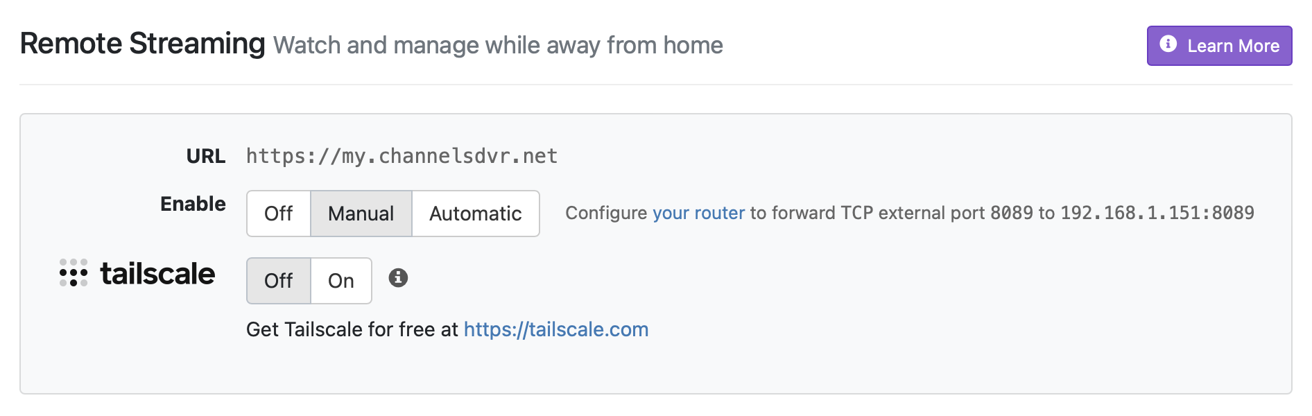 Channels Support - Stream Remotely